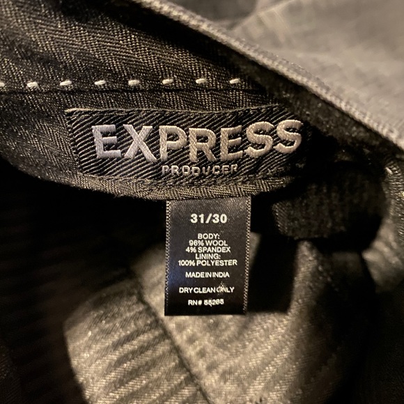 Express Suit Vest + Pants Gray Producer Modern Fit Mens 38 Reg & 31/30 - Picture 2 of 7